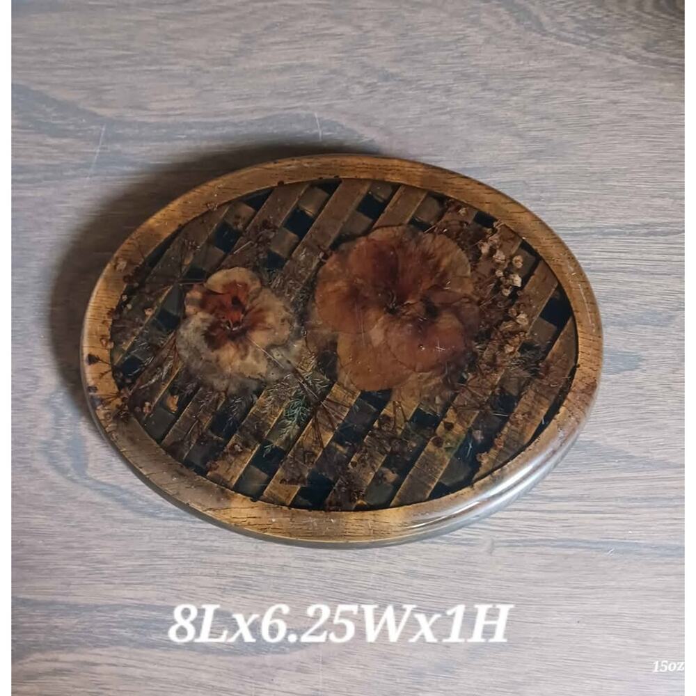 Vintage Lucite Pressed Dried Flower Decor Epoxy Kitchen Trivet